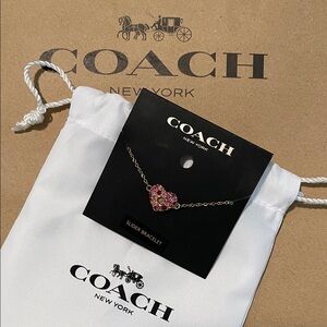 NWT Coach Pink Heart Charm Bracelet